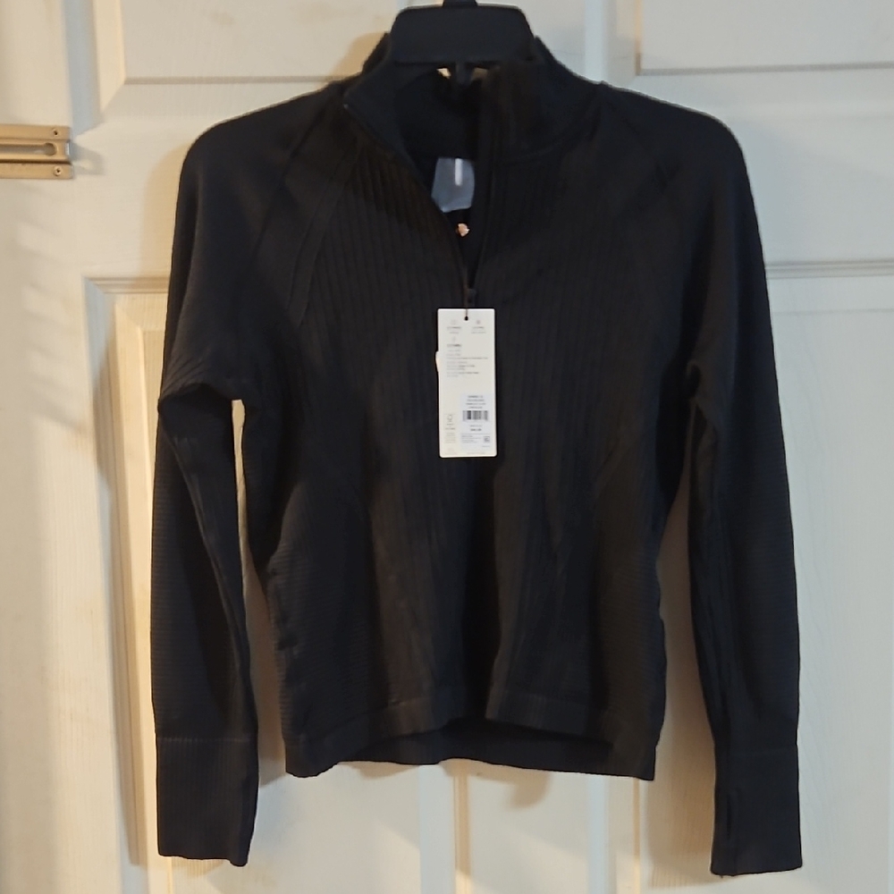 CALIA Women's Relaxed Seamless 1/4 Zip: BLACK: NEW WITH TAGS: SIZE XS